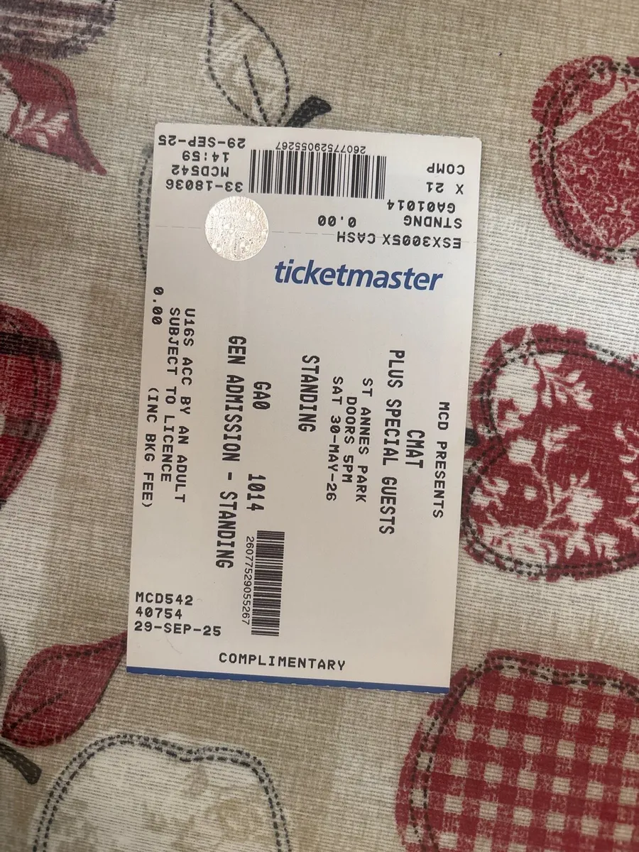 2 CMAT Tickets St Anne’s park Sat 30 May - Image 1