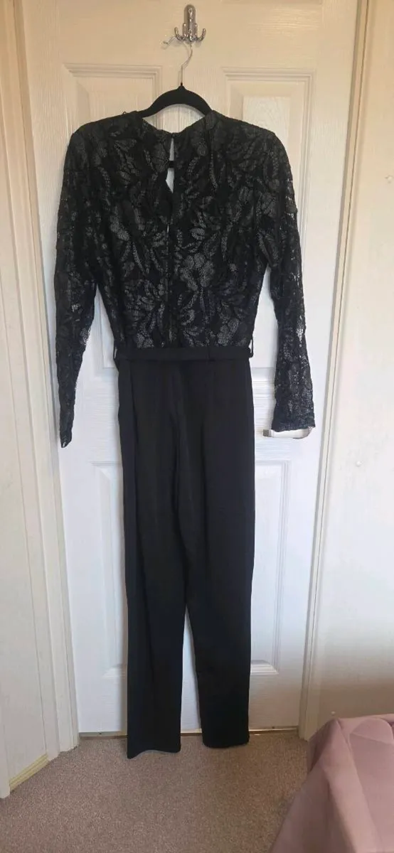 Rant & Rave Black Lace Wide Leg Jumpsuit S - Image 4