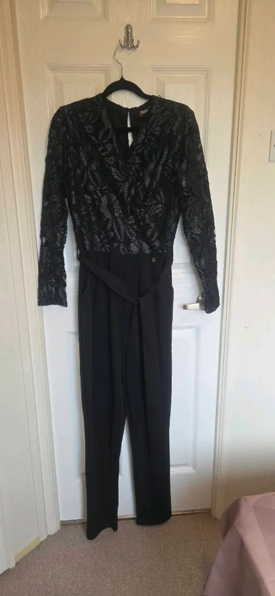 Rant & Rave Black Lace Wide Leg Jumpsuit S - Image 2