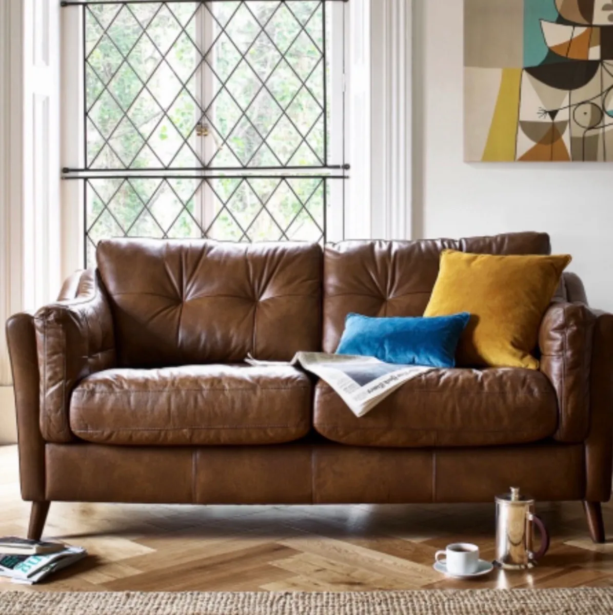 Brown Leather Sofa Alexander and James 2 Seater