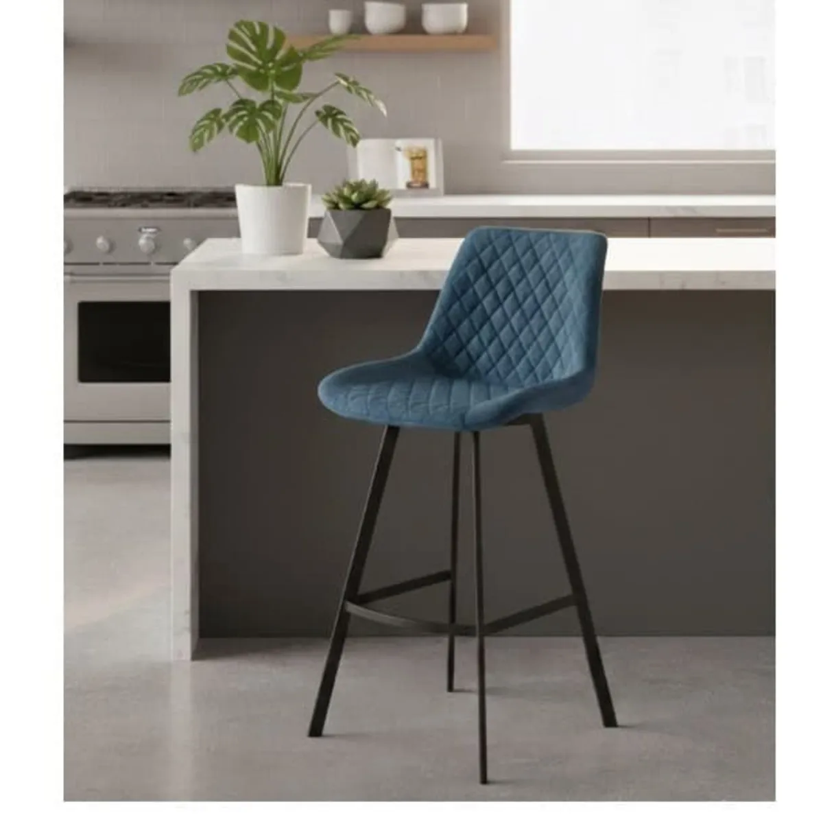 Luka Velvet Bar Stool Stylish Loft Design - Image 1