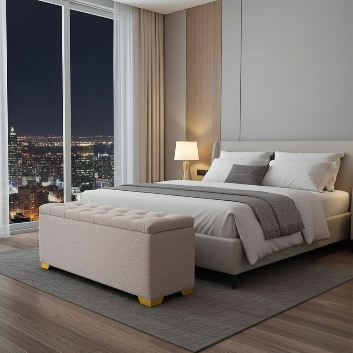 Elegance Boucle Ottoman with Storage 100x40cm - Image 2