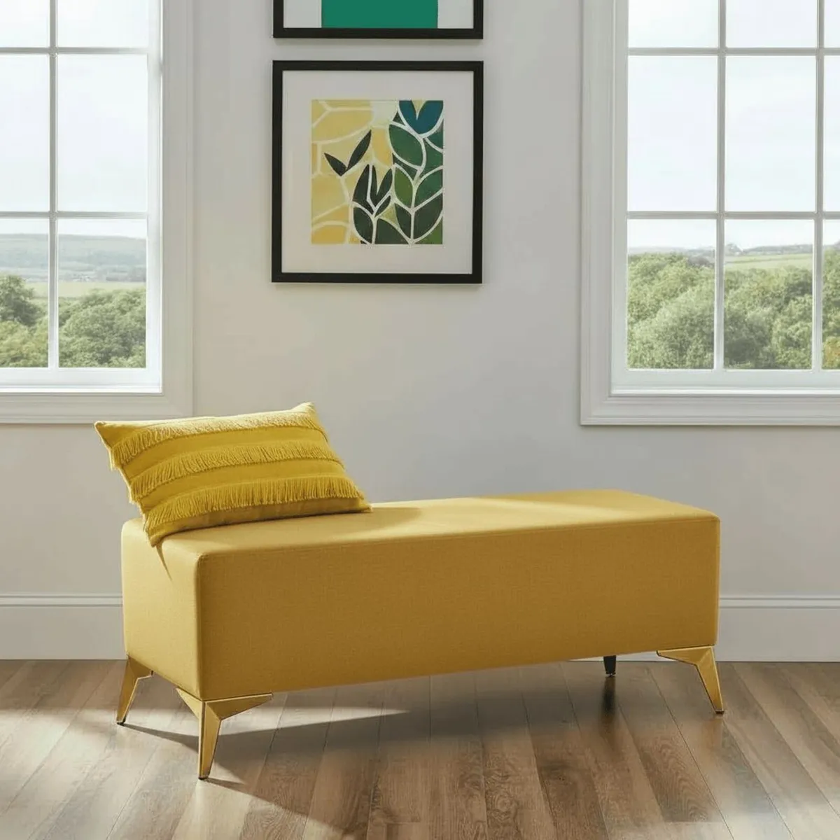 Velvet Bench with Gold Legs 120x40cm - Image 3
