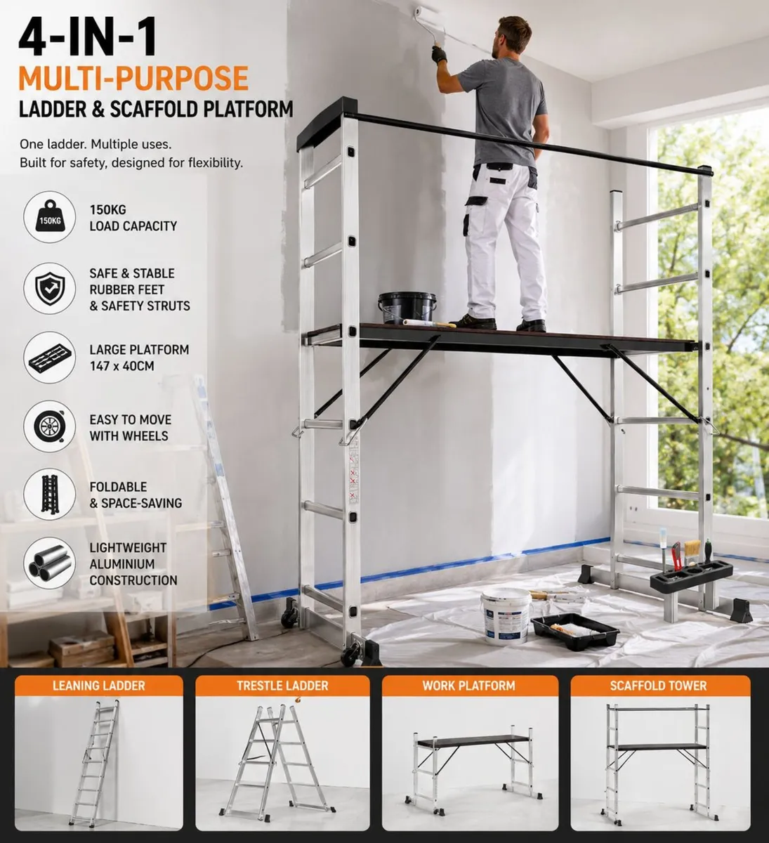 Ladder Scaffold Platform Aluminium Multi-Purpose F - Image 4