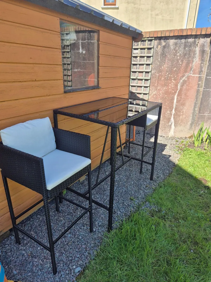 Rattan Outdoor Bar Chairs and Table - Image 2