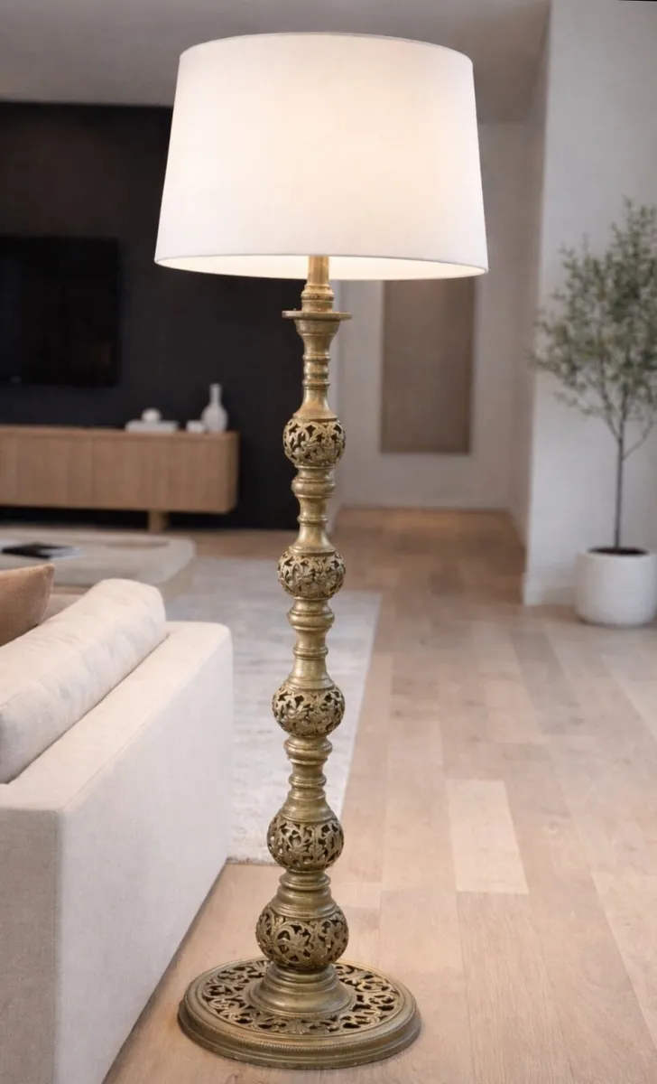 Vintage Standing Brass Lamp - Image 1