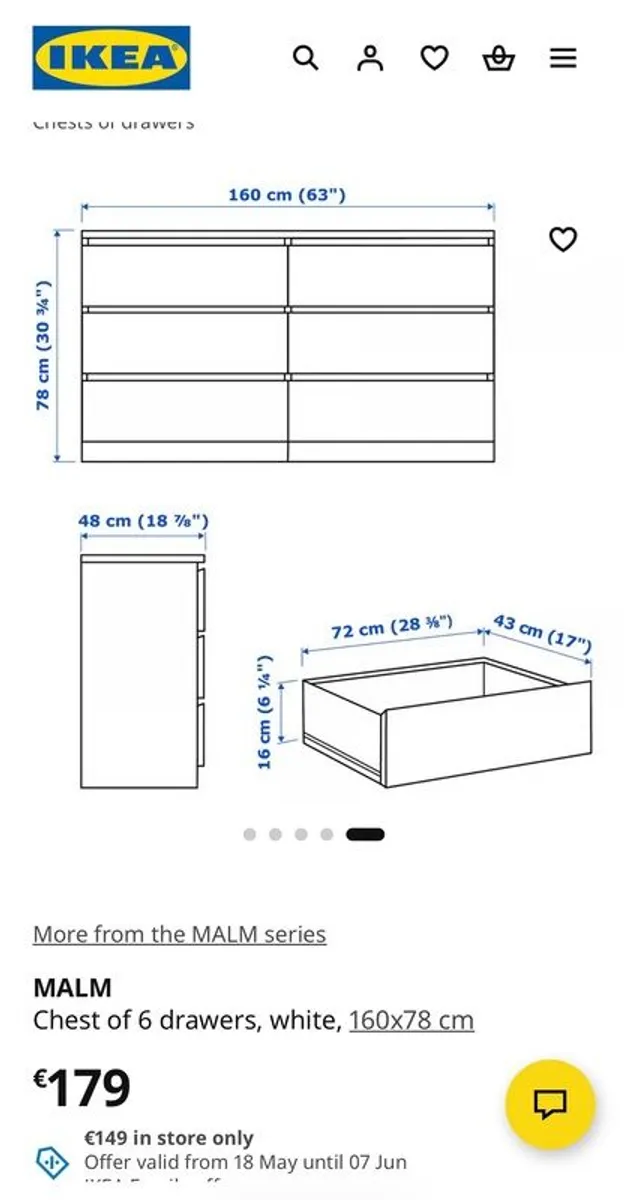 Ikea Malm Chest of 6 drawers - Image 4