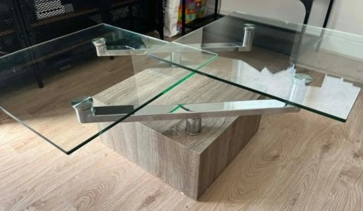 Luxury Modern Glass Top coffee Swivel Table - Image 3