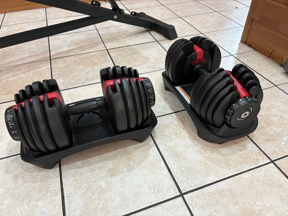 2.5KG TO 24KG SELECTABLE DUMBBELLS + WEIGHT BENCH! - Image 2