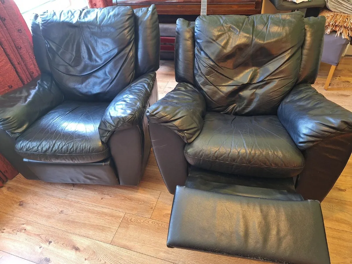 Leather 3 piece suite -free to collect - Image 2