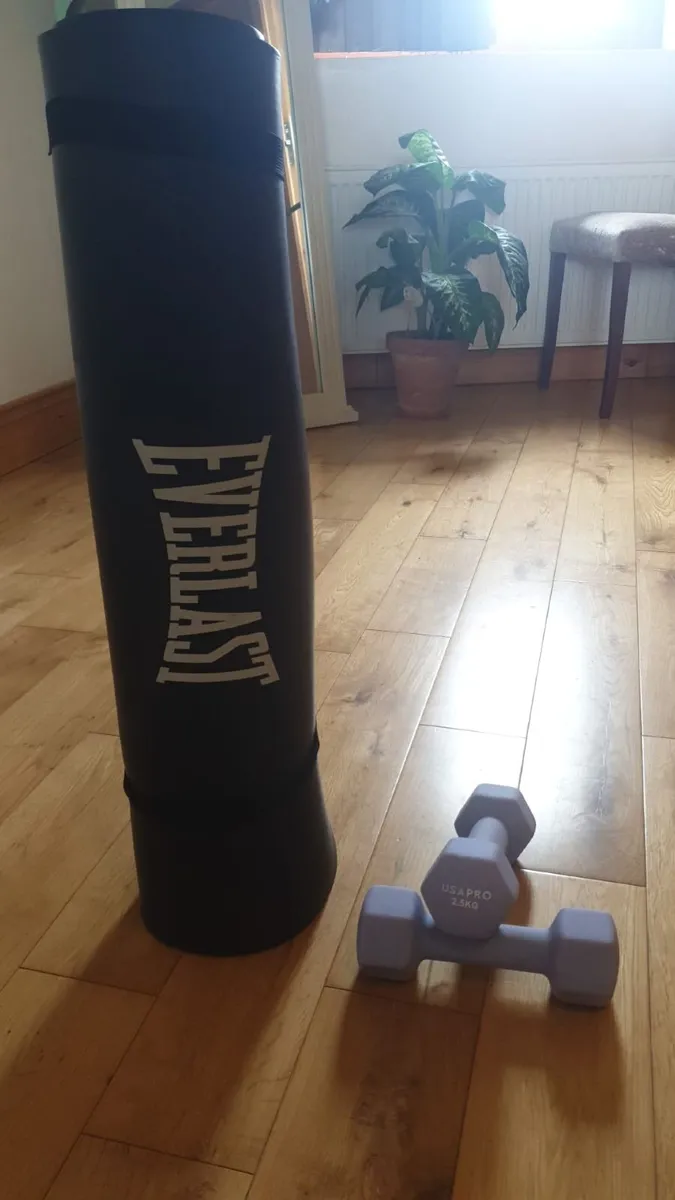 Workout mat and two 2.5kg dumbbells