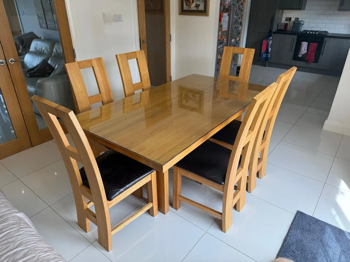 Dining  Table & 6 Chairs Solid Oak - Image 2
