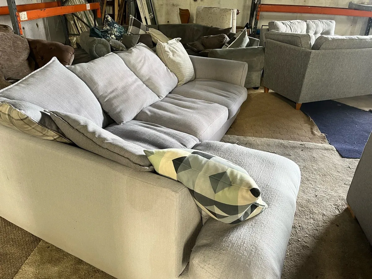 Grey corner sofa set l shaped couch - Image 2