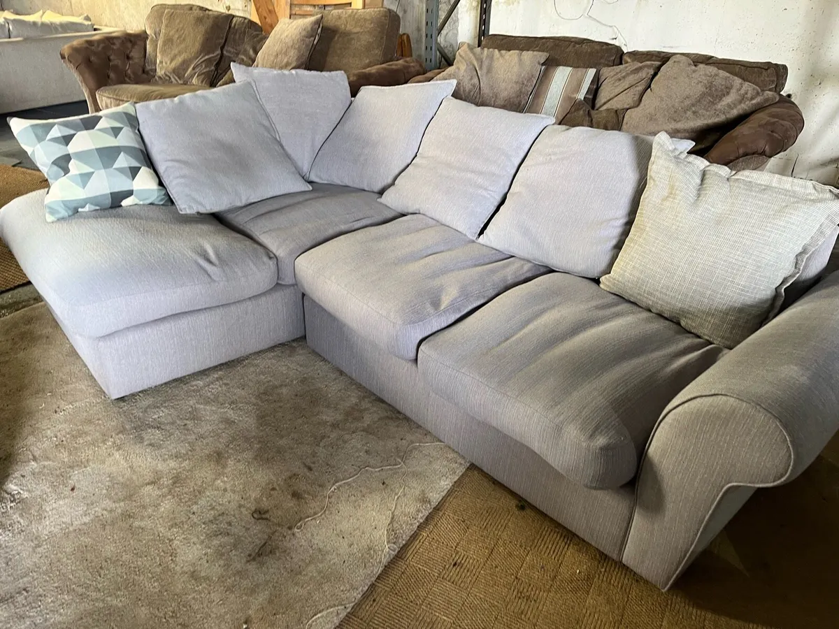 Grey corner sofa set l shaped couch - Image 4