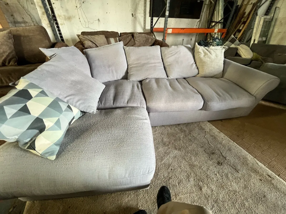 Grey corner sofa set l shaped couch - Image 1