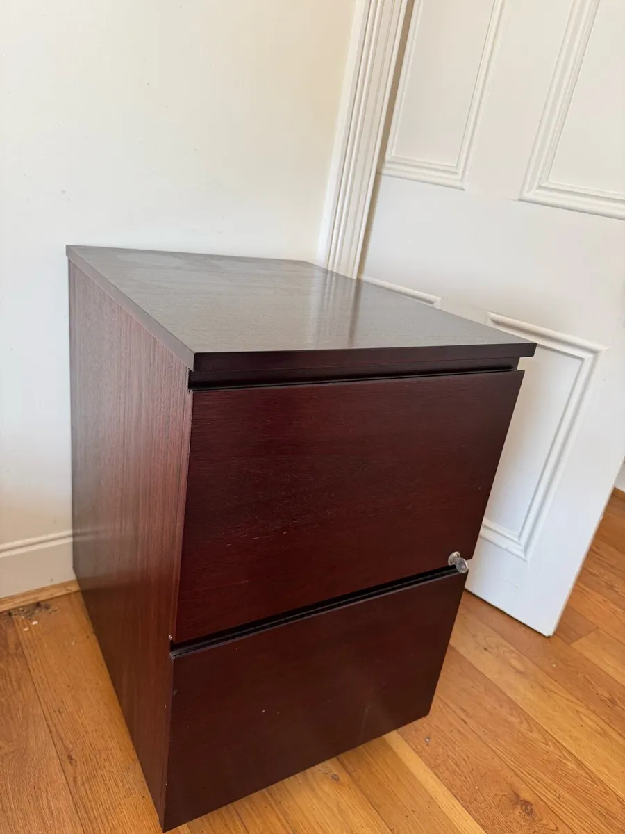 Two drawer Filling cabinet in dark solid wood - Image 2