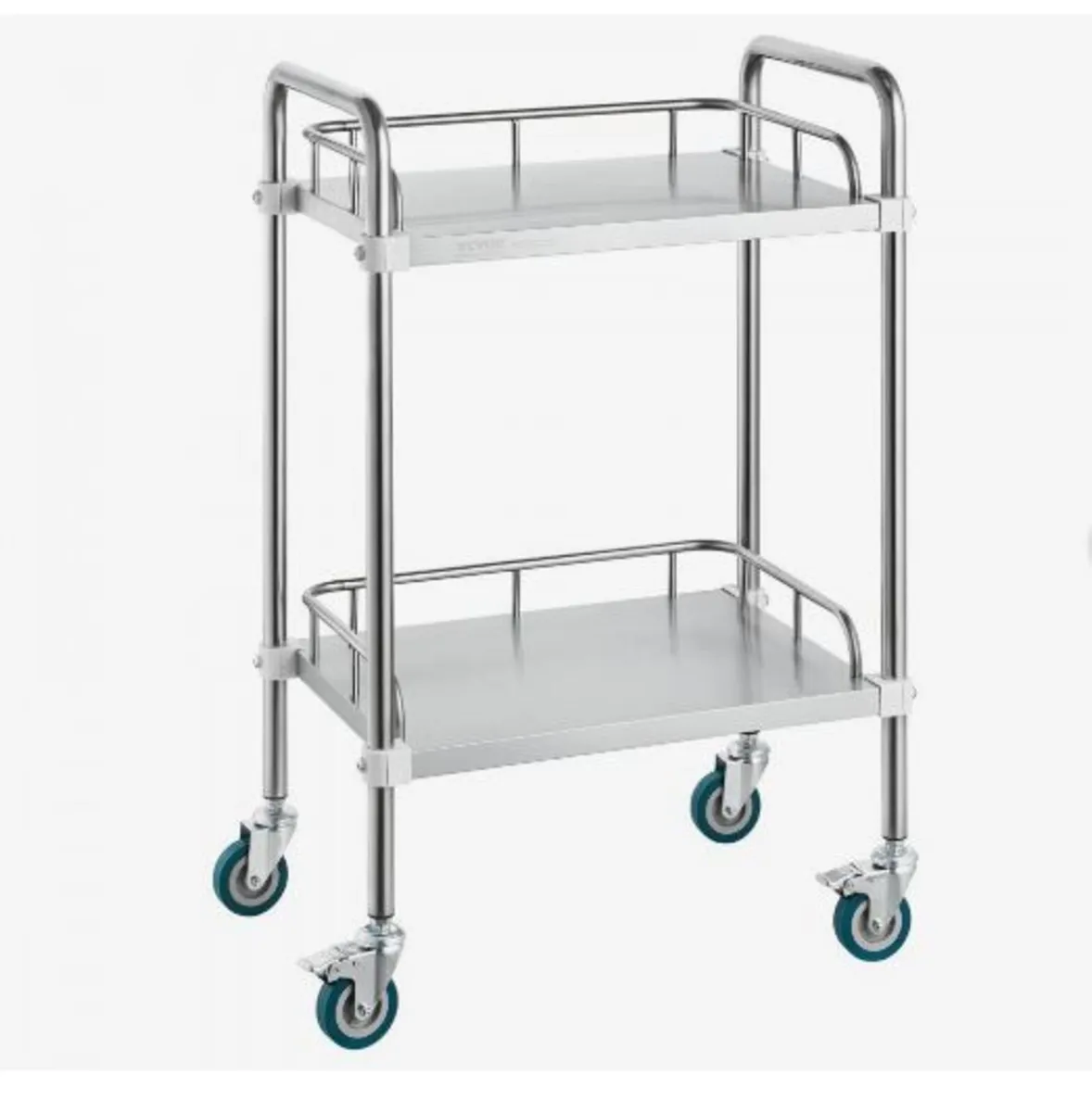 Lab Rolling Cart, 2-Shelf Stainless Steel Rolling - Image 2