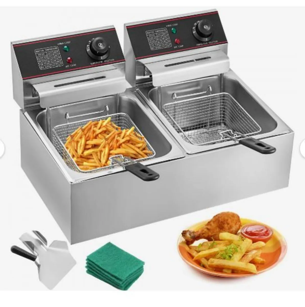 Double Deep Fat Fryer Large 5000W Commercial - Image 1