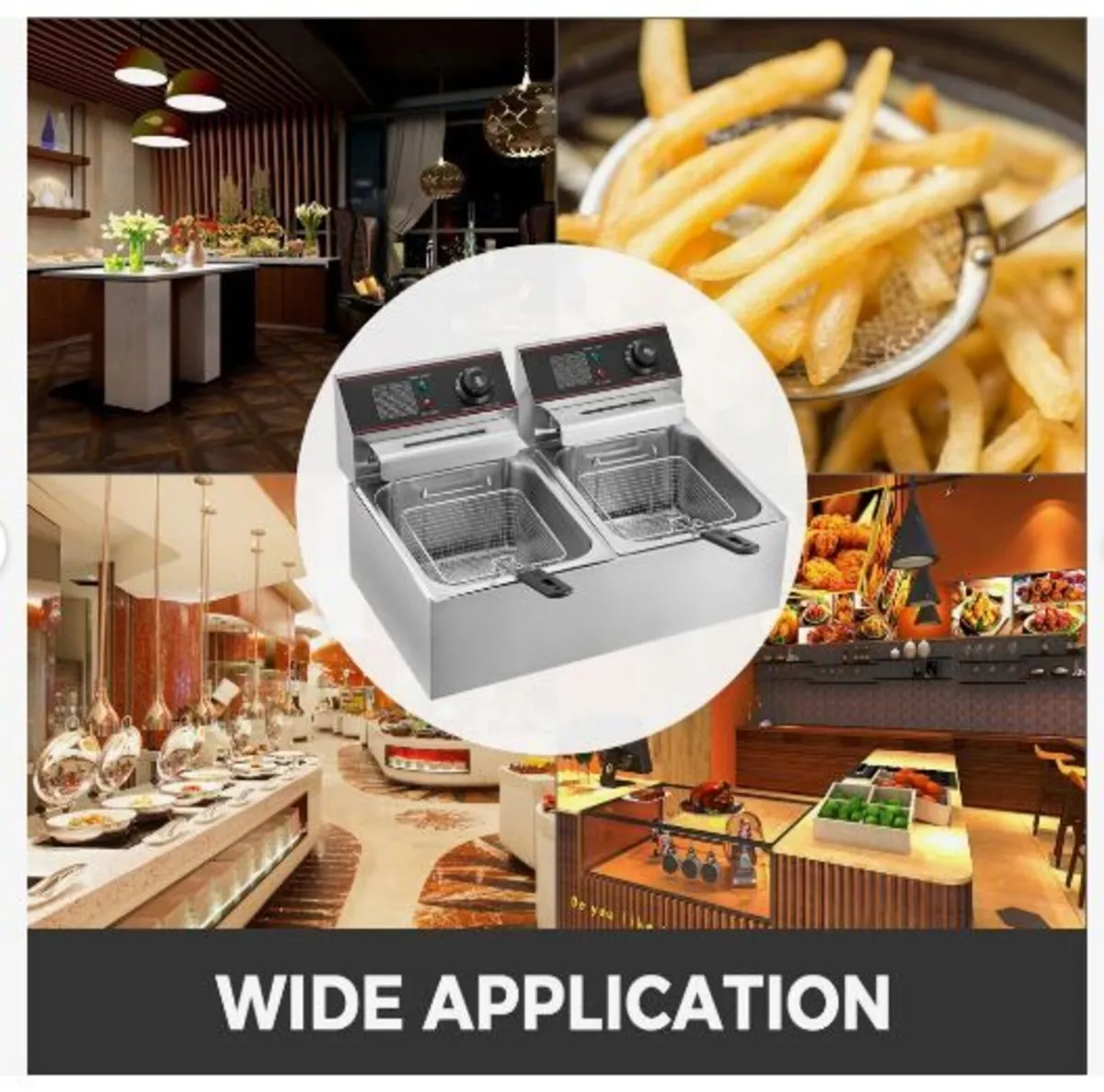 Double Deep Fat Fryer Large 5000W Commercial - Image 2