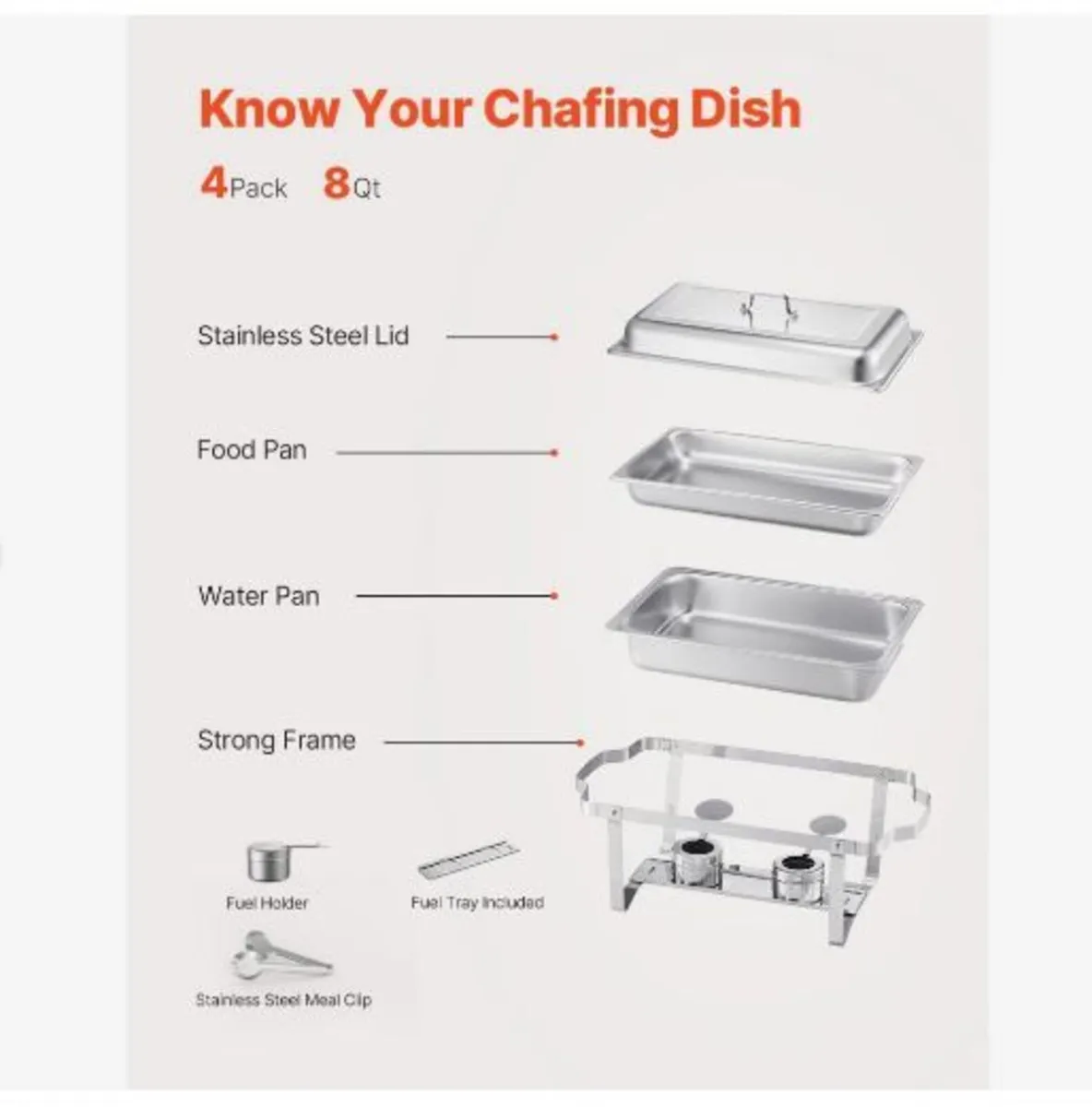 Chafing Dish Buffet Set, 8 Qt 4 Pack - Image 4