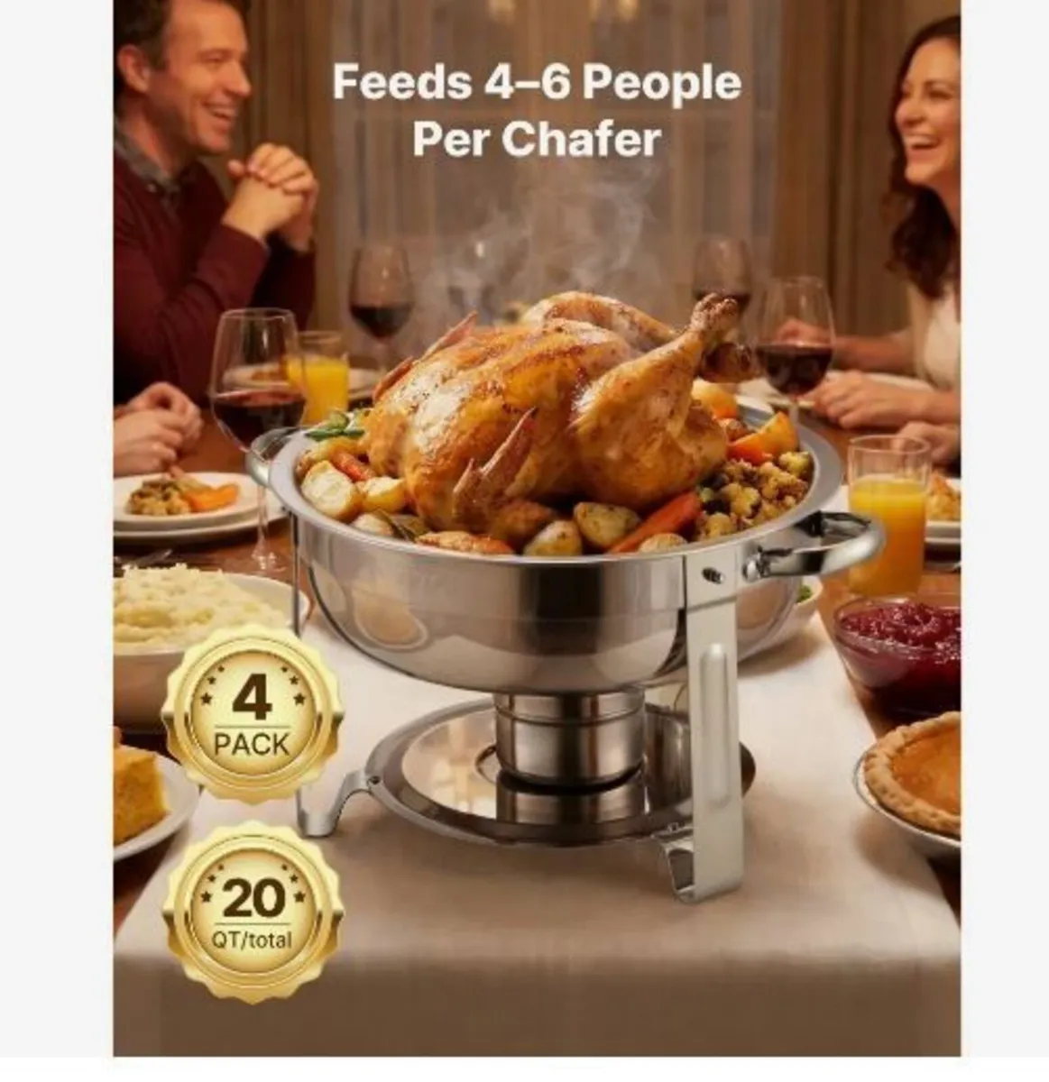 Chafing Dish Buffet Set, 5 Qt 4 Pack - Image 3