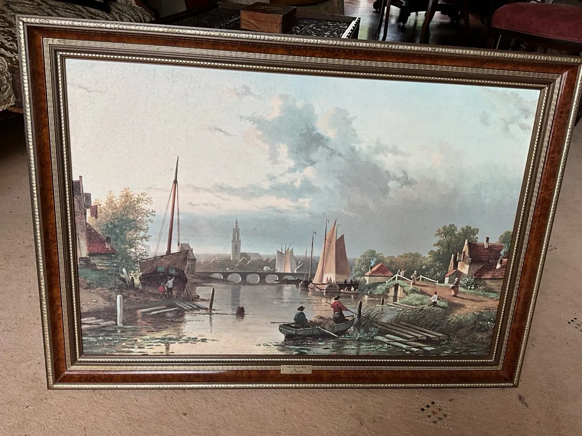 Large Glazed Oil Print’Quiet Evening Hour’ Spohler - Image 3