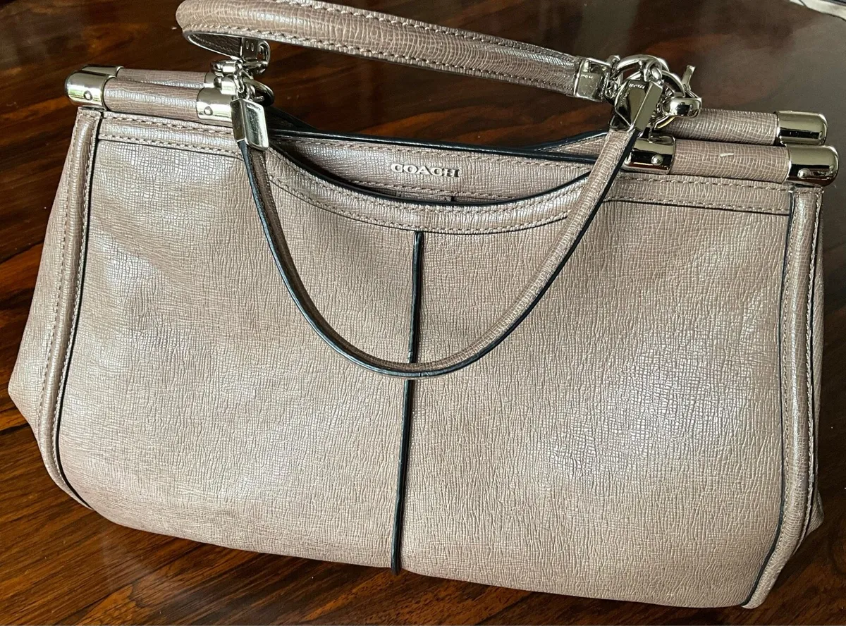 COACH Textured Brown Leather Satchel Hndbag - Image 4