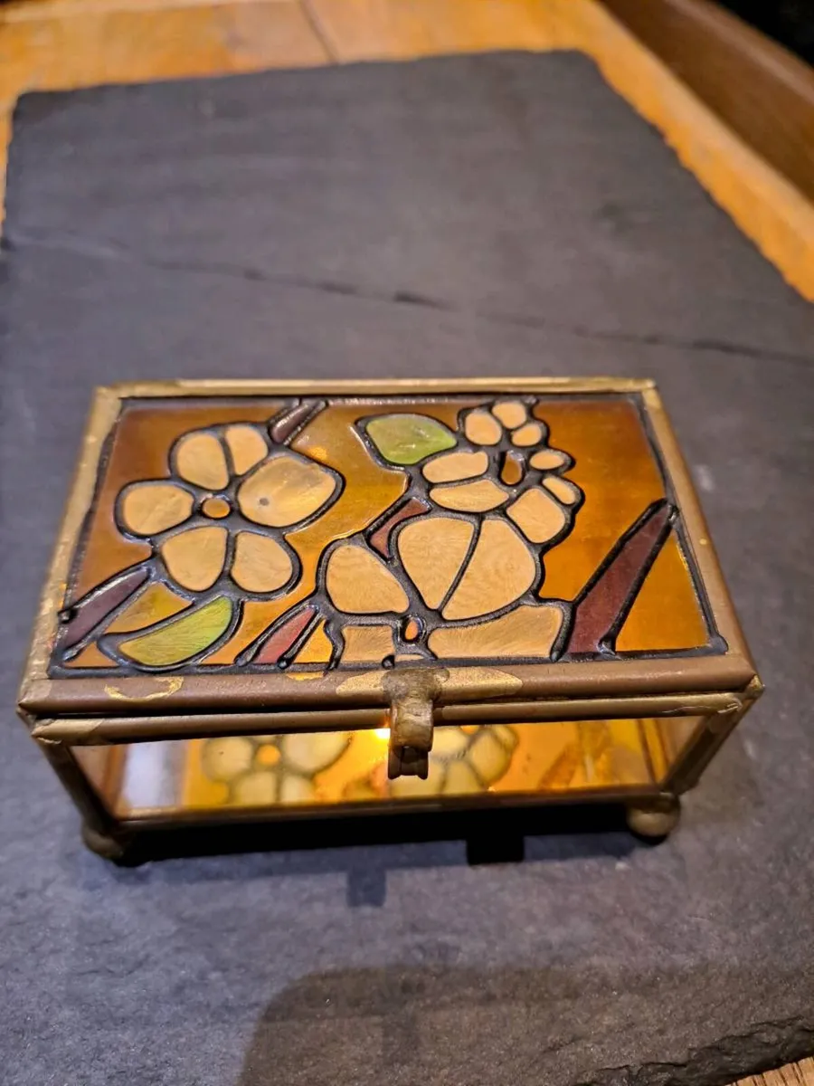 Vintage Brass and Glass Trinket Box - Image 3