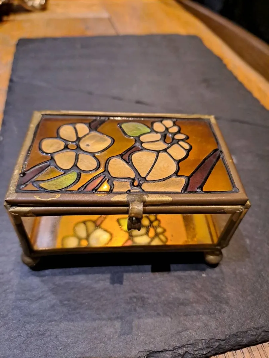 Vintage Brass and Glass Trinket Box - Image 1