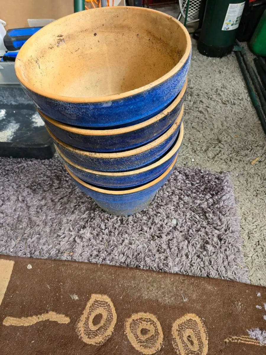 6 plant Pots Blue - Image 1