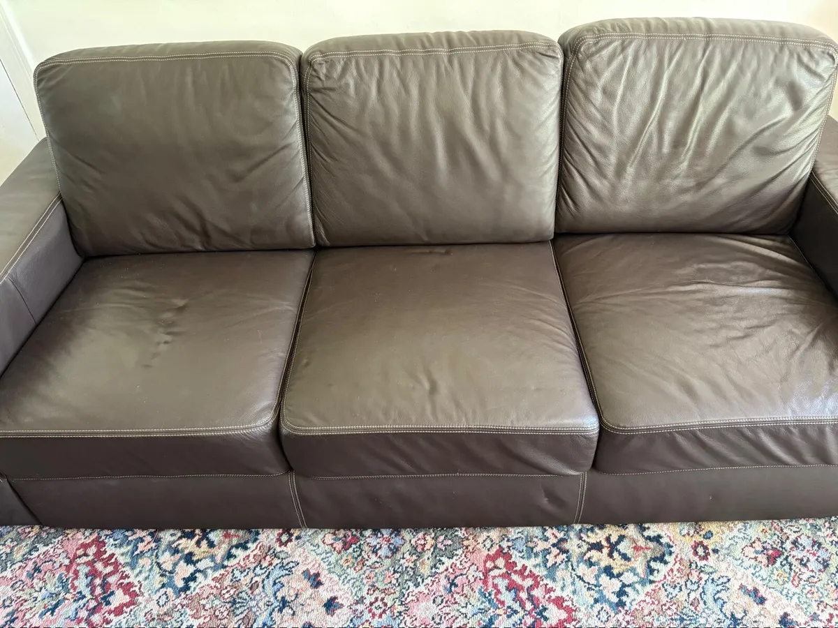 Dark brown leather couch - Image 1