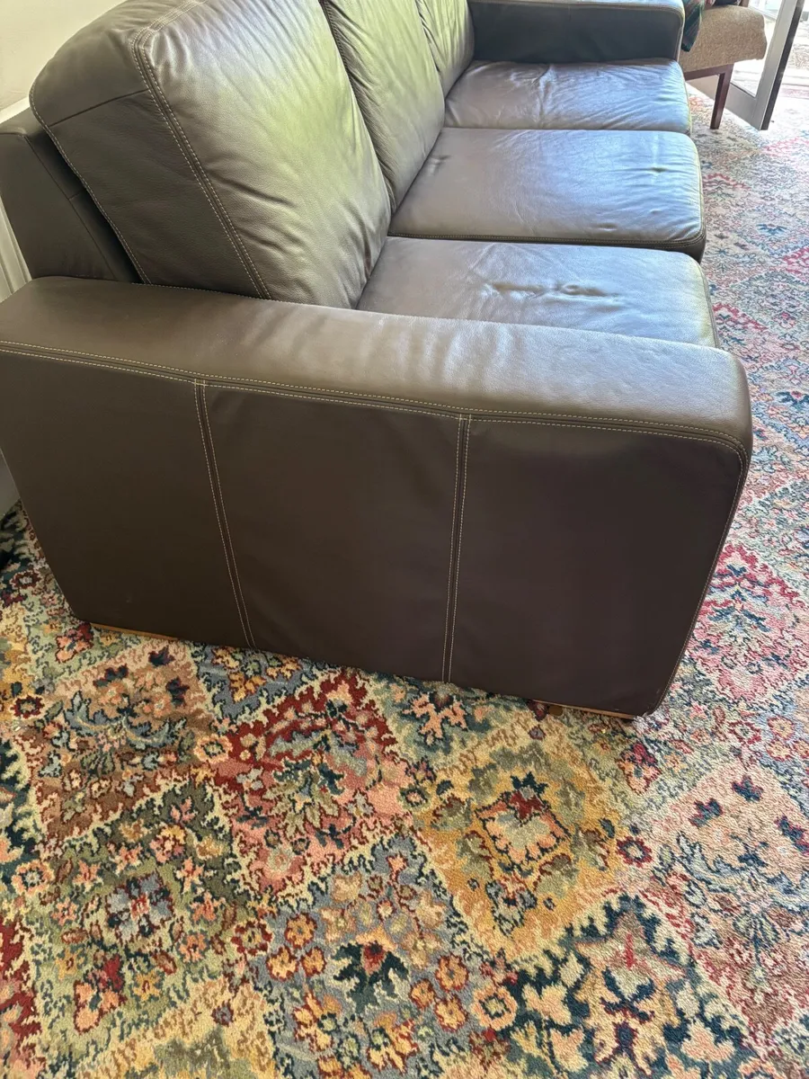 Dark brown leather couch - Image 2