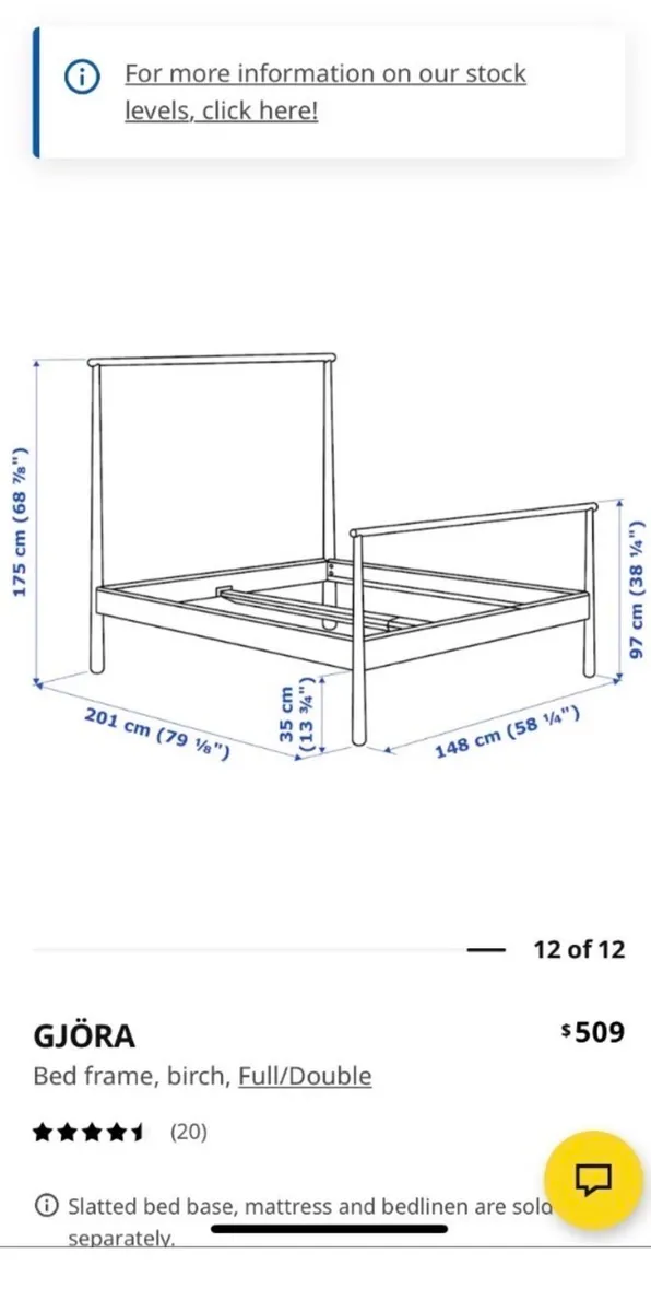 Ikea Double Bed Frame Gjora - Image 3