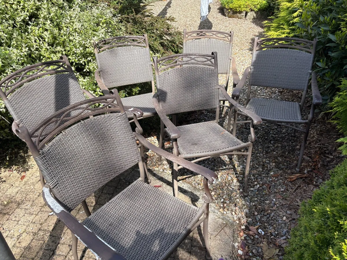 6 Cast Aluminium Outdoor Garden Dining Chairs