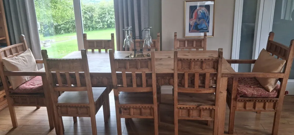 Hand carved dining set - Image 1