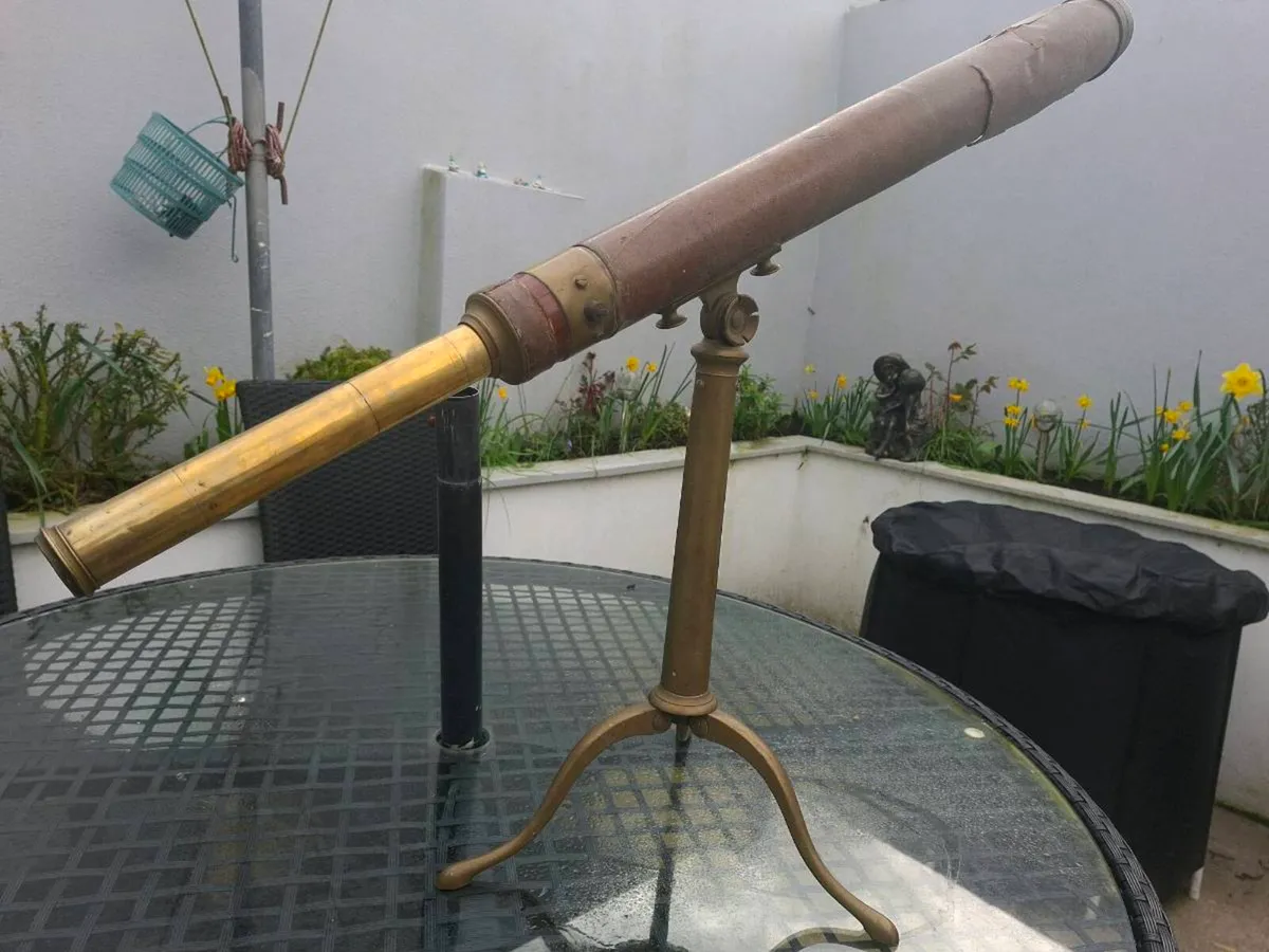 Antique Brass and leather Telescope with stand - Image 1