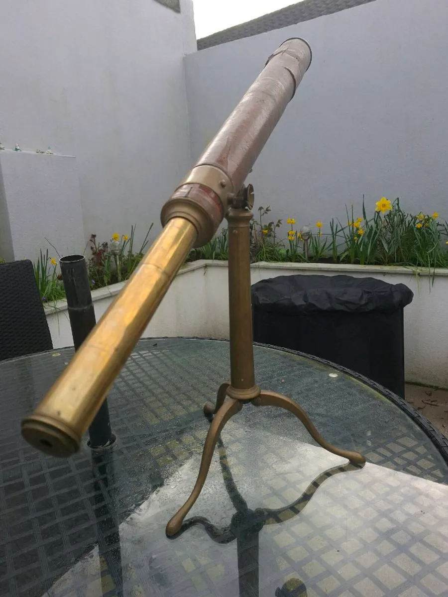 Antique Brass and leather Telescope with stand - Image 2