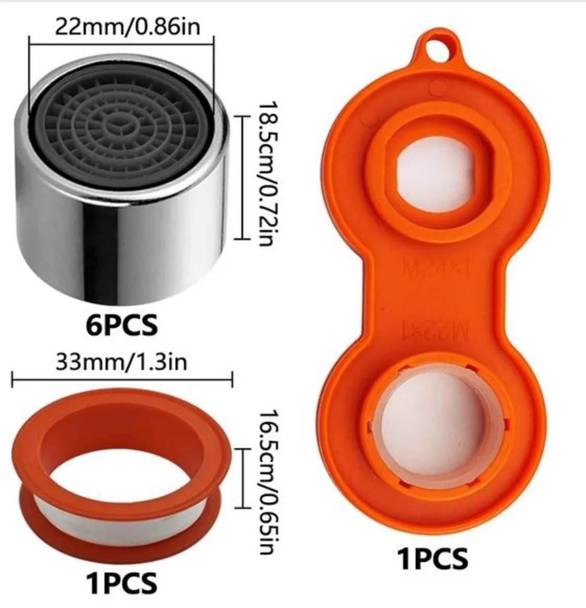 6x Tap Aerator 22mm Female + Wrench/Plumbers Tape - Image 2