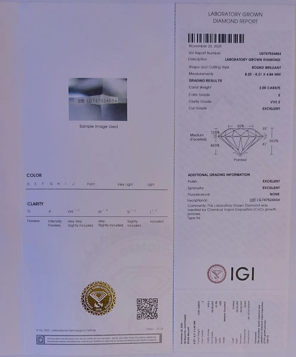 18k Gold earring 4ct Lab-Grown Diamonds IGI cert - Image 4