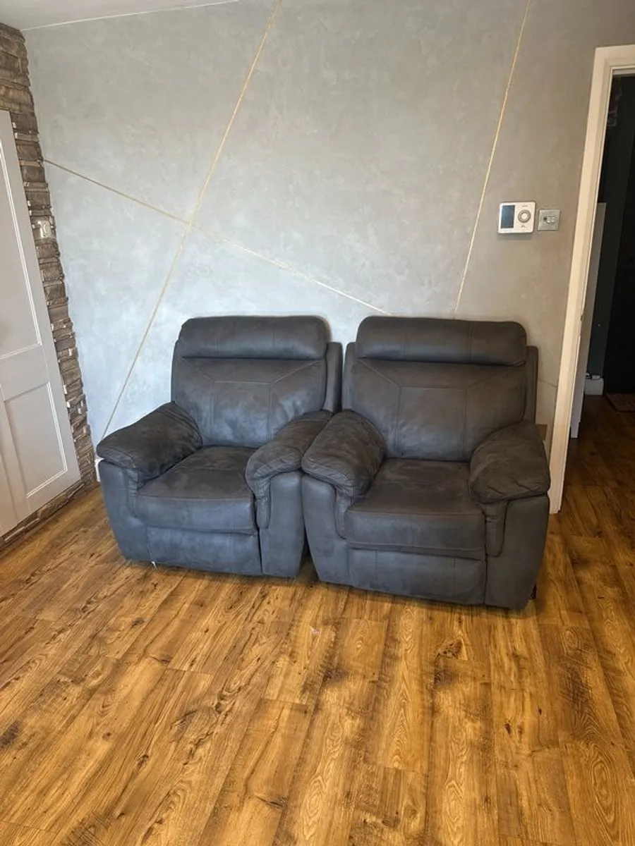 recliners set of 2, sofa armchairs grey - Image 1