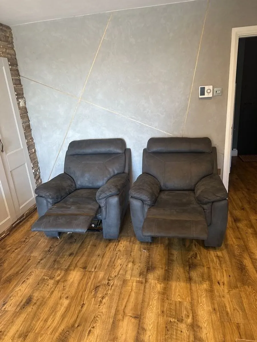 recliners set of 2, sofa armchairs grey - Image 4
