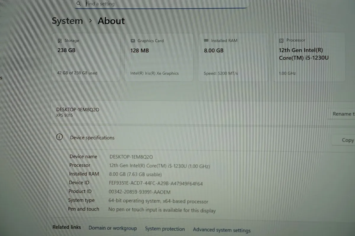 Dell XPS 13 9315 | i5-1230U | 8GB DDR5 | 256GB - Image 2