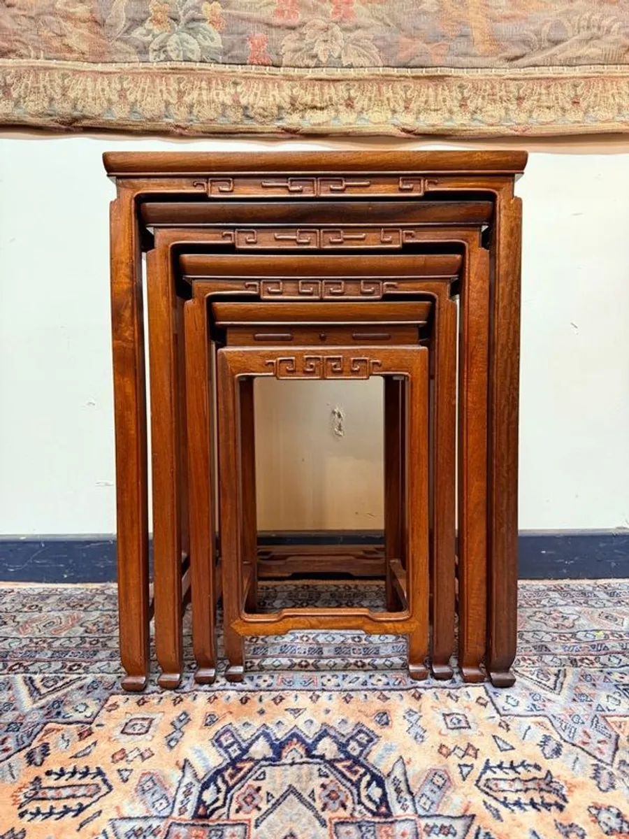 Vintage 1960s Hongmu Style Nesting Tables - Image 1