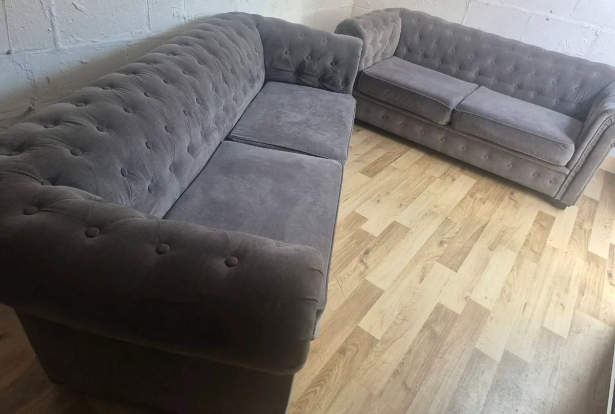 Grey chesterfield set ,Dublin Delivery - Image 1