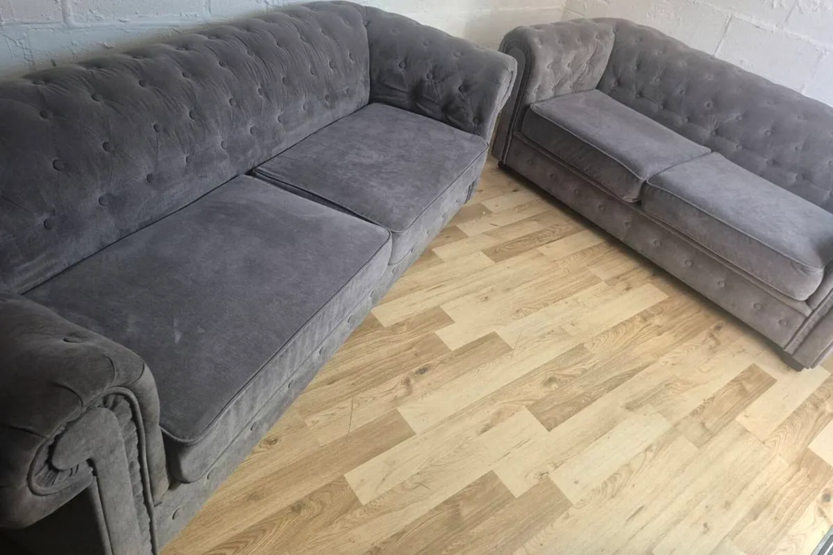 Grey chesterfield set ,Dublin Delivery - Image 2