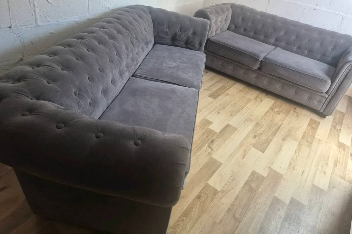 Grey chesterfield set ,Dublin Delivery - Image 3