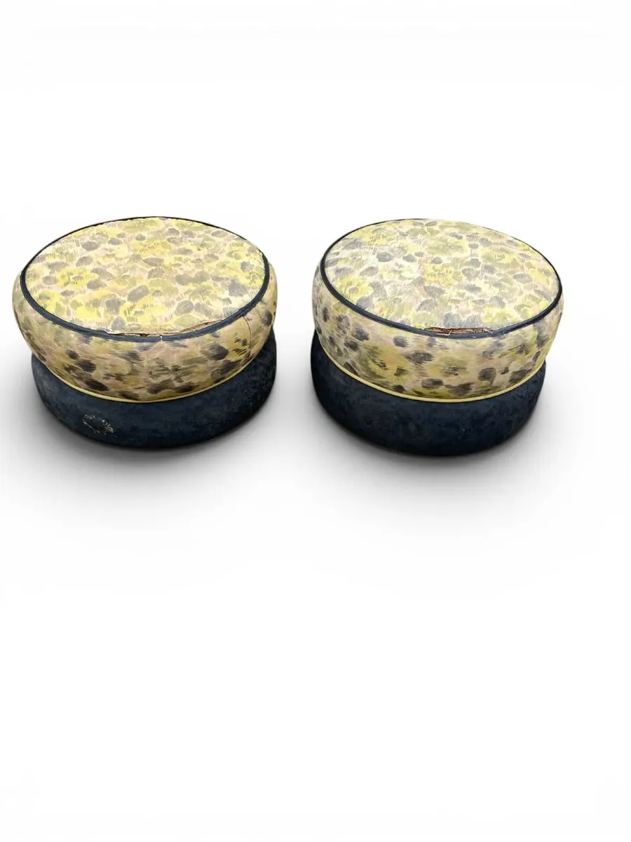 Vintage Pouffes x 2 - Leopard Print - Image 1