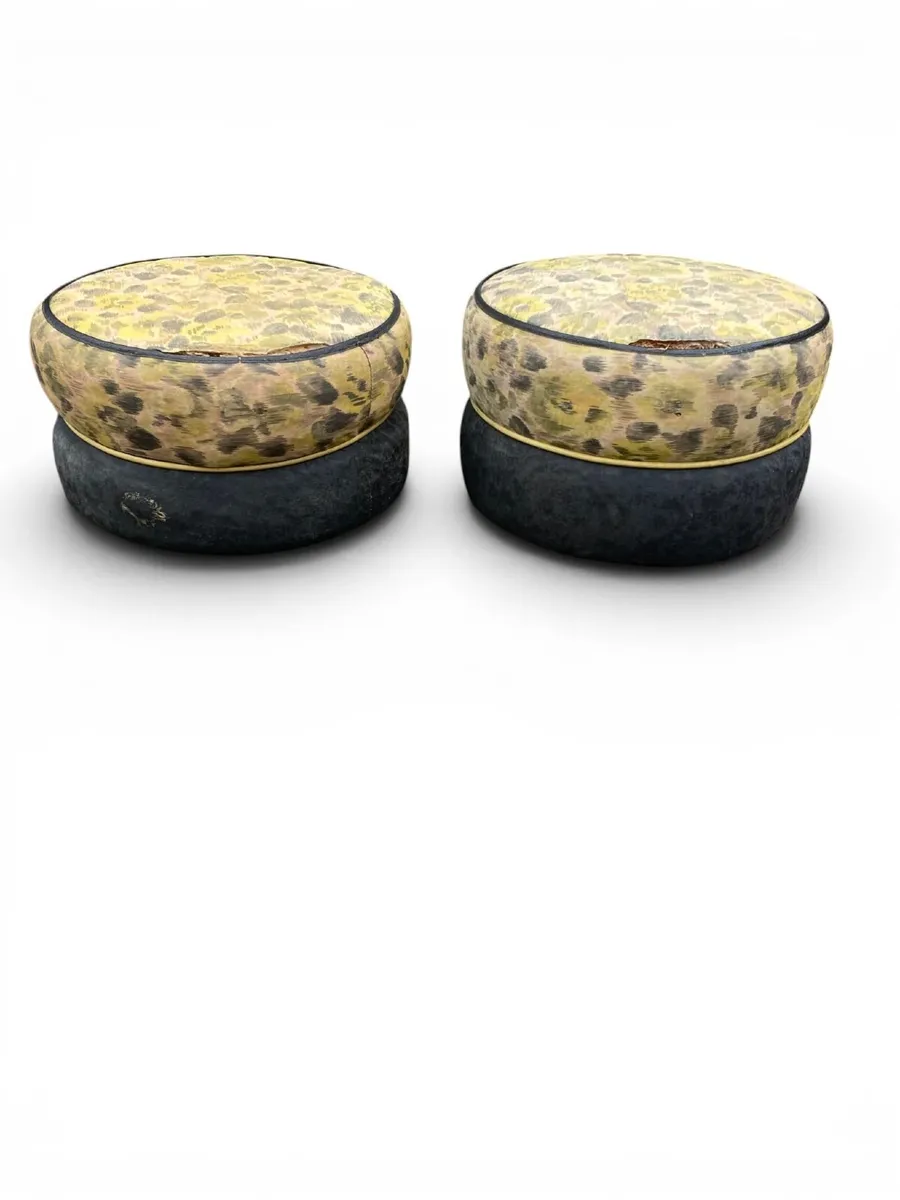 Vintage Pouffes x 2 - Leopard Print - Image 2