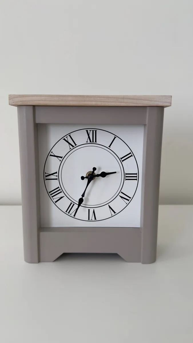 Next Grey & Oak Mantel Clock - Image 1