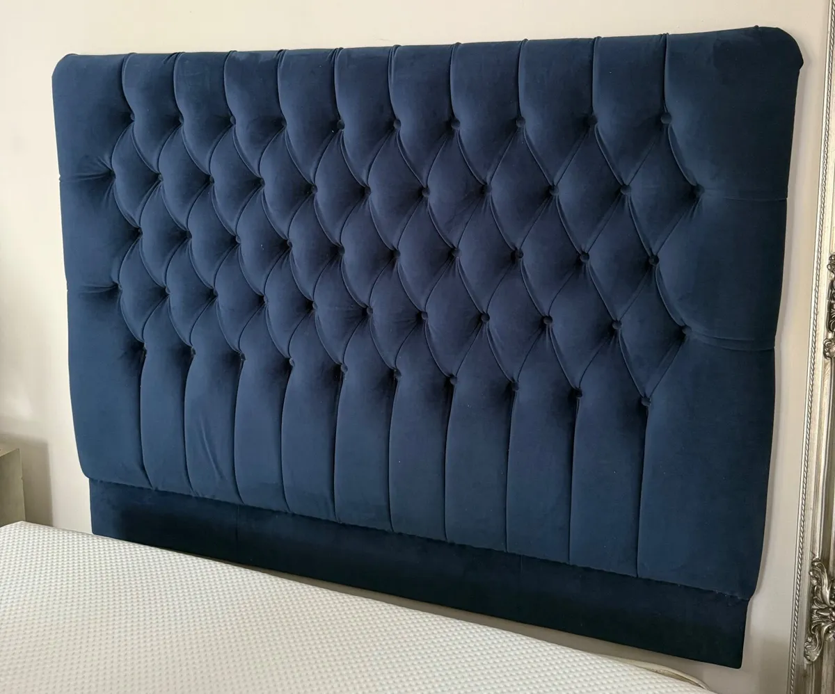 Ebony Rose Navy Headboard and Bed Base - Image 3